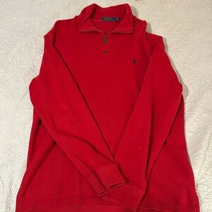 Red color polo sweater